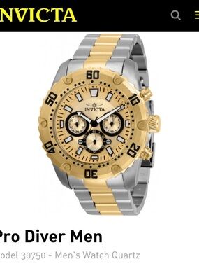 Invicta Two-Tone Gold & Silver Pro Diver Chronograph Watch
